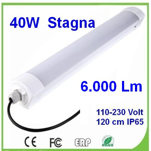 Plafoniera a LED doppia stagna 40W 120 cm 110-230 volt